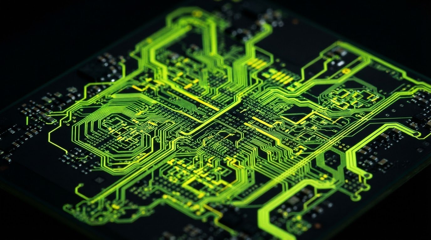 Macro de processador com circuitos verdes